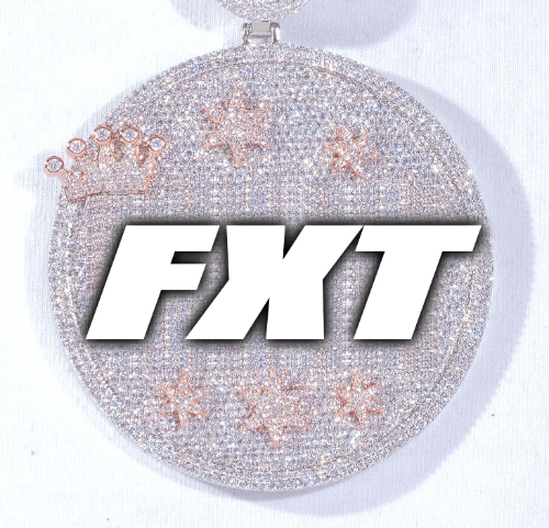 CUSTOM LETTER NECKLACE 3D BIG CROWN DISC