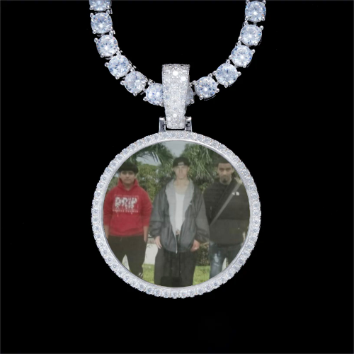925S & VVS Moissanite 3D Circle Custom Picture Pendant