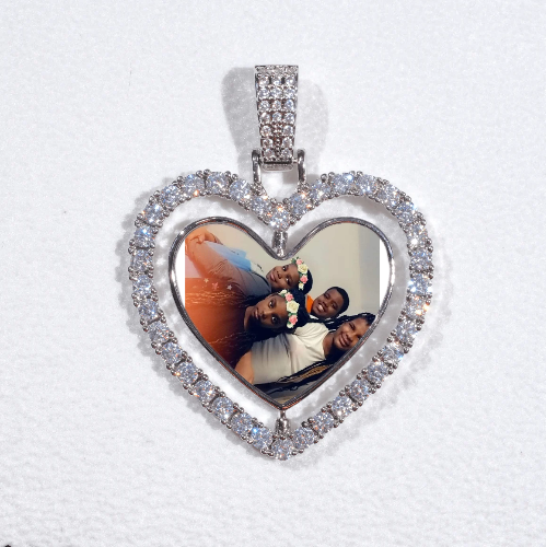 3D Spinning 2-Faced Heart Custom Picture Pendant