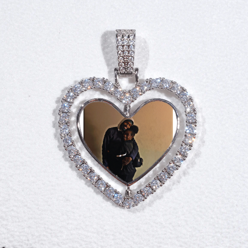 3D Spinning 2-Faced Heart Custom Picture Pendant