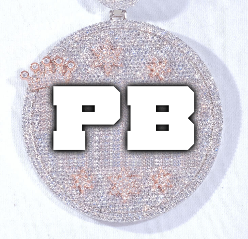 CUSTOM LETTER NECKLACE 3D BIG CROWN DISC