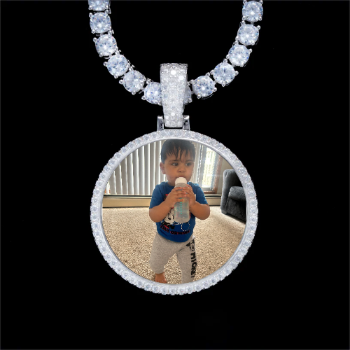 925S & VVS Moissanite 3D Circle Custom Picture Pendant
