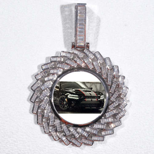 Large 3D Baguette Custom Picture Pendant