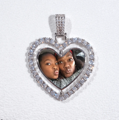 3D Spinning 2-Faced Heart Custom Picture Pendant