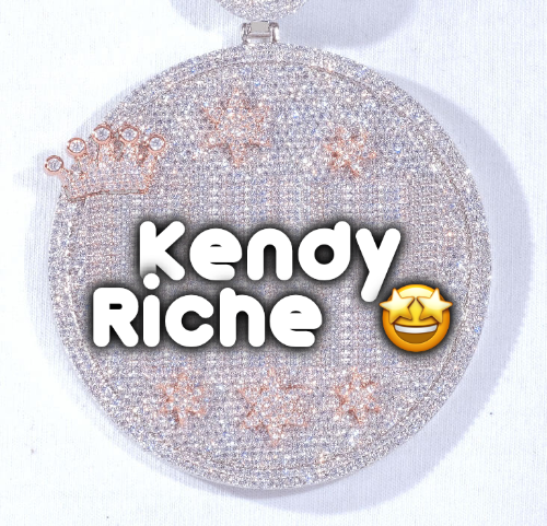 CUSTOM LETTER NECKLACE 3D BIG CROWN DISC