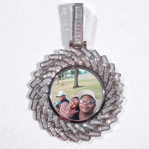 Large 3D Baguette Custom Picture Pendant