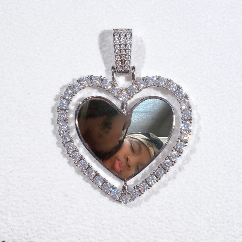 3D Spinning 2-Faced Heart Custom Picture Pendant