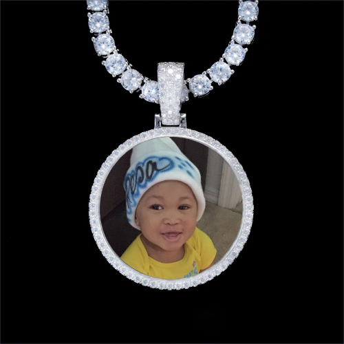 925S & VVS Moissanite 3D Circle Custom Picture Pendant