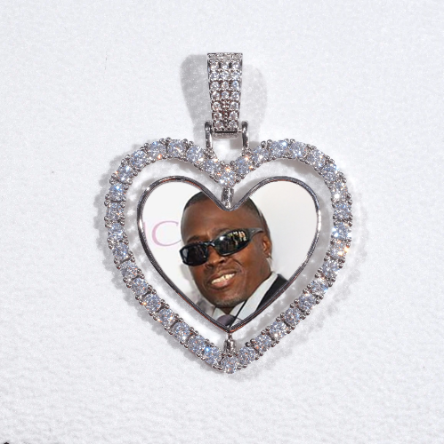3D Spinning 2-Faced Heart Custom Picture Pendant