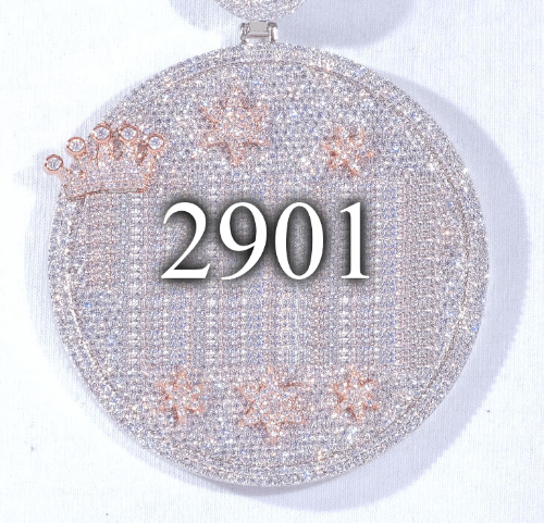 CUSTOM LETTER NECKLACE 3D BIG CROWN DISC