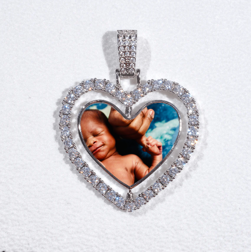 3D Spinning 2-Faced Heart Custom Picture Pendant