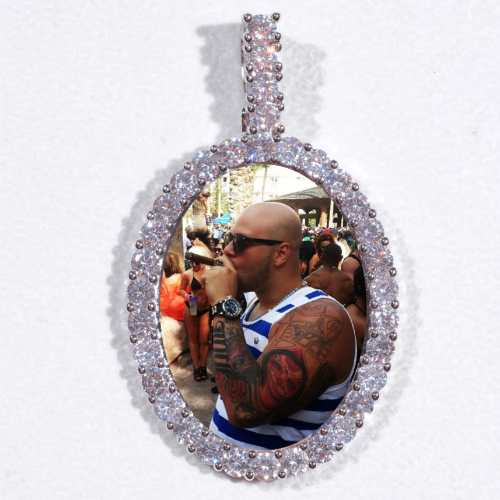 Large 3D Oval Custom Picture Pendant