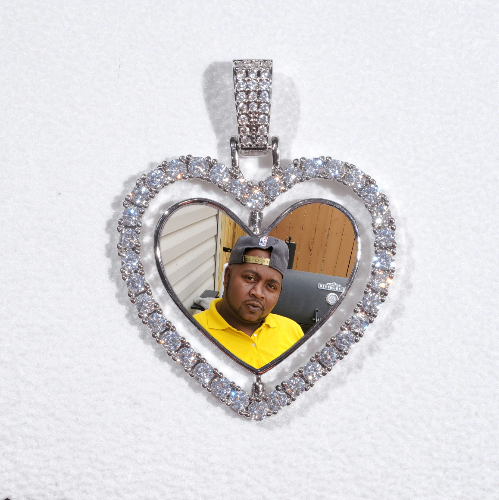 3D Spinning 2-Faced Heart Custom Picture Pendant