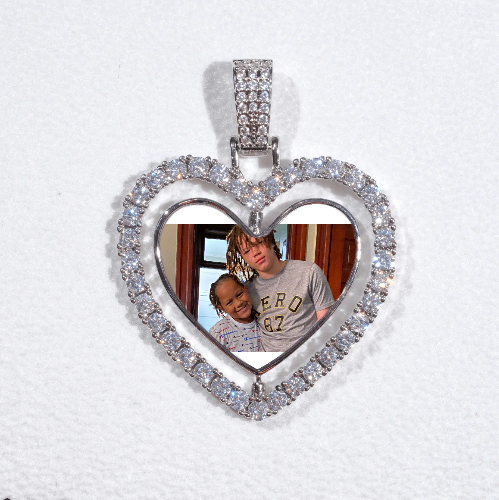 3D Spinning 2-Faced Heart Custom Picture Pendant