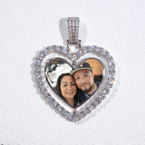 3D Spinning 2-Faced Heart Custom Picture Pendant