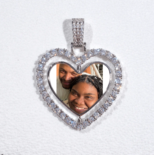 3D Spinning 2-Faced Heart Custom Picture Pendant