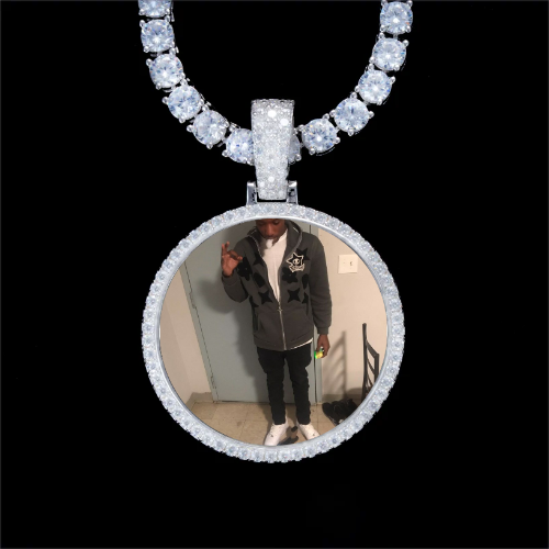 925S & VVS Moissanite 3D Circle Custom Picture Pendant