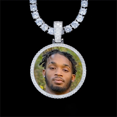 925S & VVS Moissanite 3D Circle Custom Picture Pendant