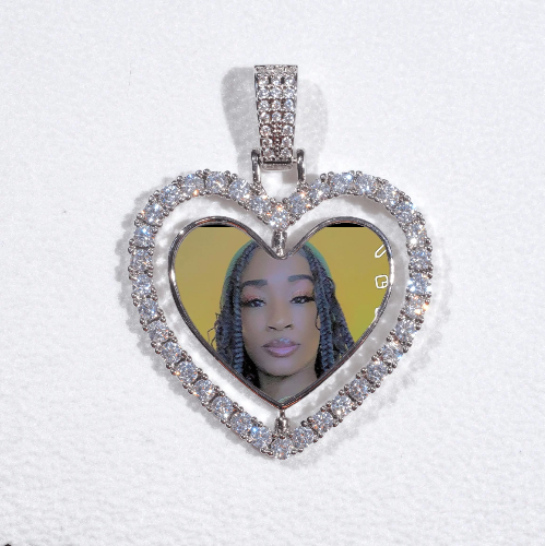 3D Spinning 2-Faced Heart Custom Picture Pendant