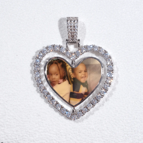 3D Spinning 2-Faced Heart Custom Picture Pendant