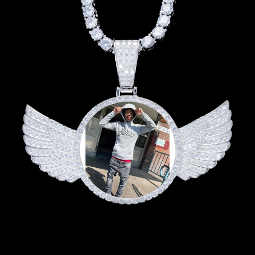 925S & VVS Moissanite 3D Wing Custom Picture Pendant