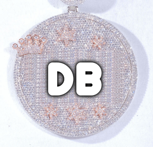 CUSTOM LETTER NECKLACE 3D BIG CROWN DISC