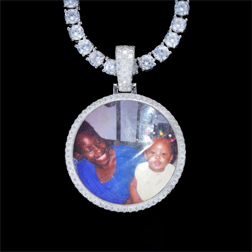 925S & VVS Moissanite 3D Circle Custom Picture Pendant