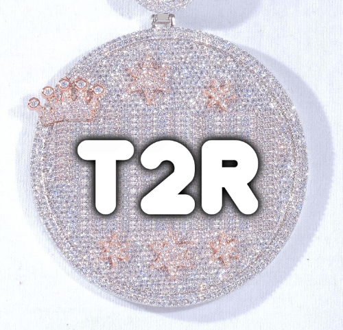CUSTOM LETTER NECKLACE 3D BIG CROWN DISC