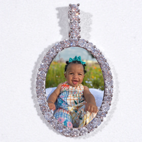 Large 3D Oval Custom Picture Pendant