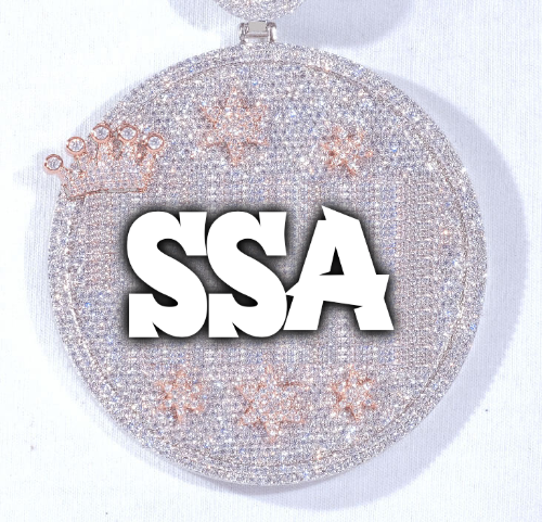 CUSTOM LETTER NECKLACE 3D BIG CROWN DISC