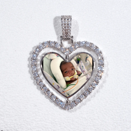 3D Spinning 2-Faced Heart Custom Picture Pendant