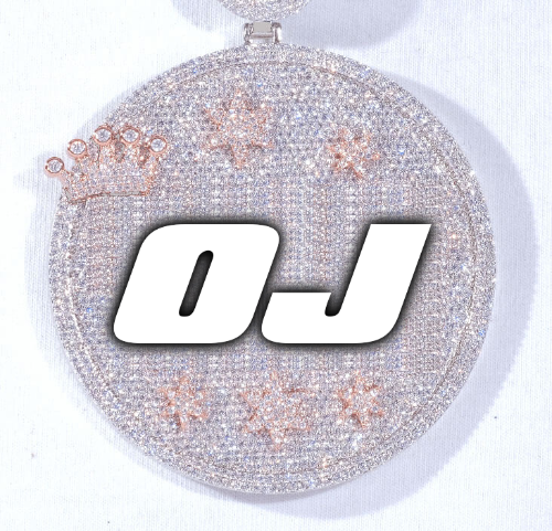 CUSTOM LETTER NECKLACE 3D BIG CROWN DISC