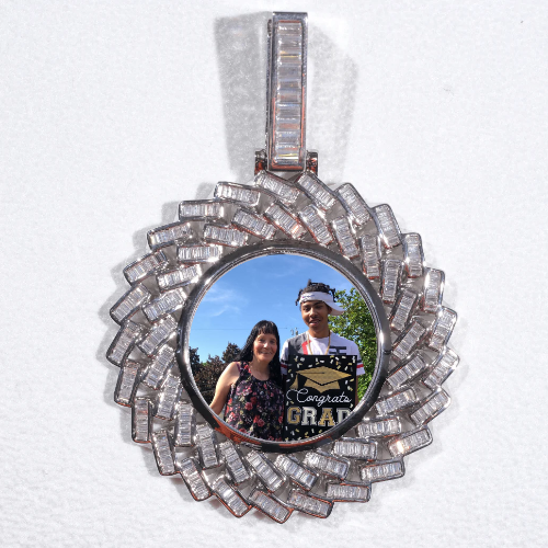 Large 3D Baguette Custom Picture Pendant