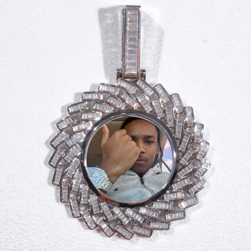 Large 3D Baguette Custom Picture Pendant