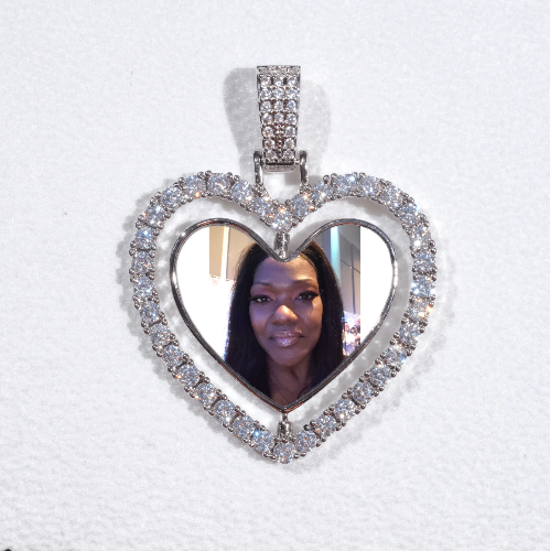 3D Spinning 2-Faced Heart Custom Picture Pendant