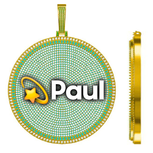 CUSTOM LETTER NECKLACE 3D BIG DISC