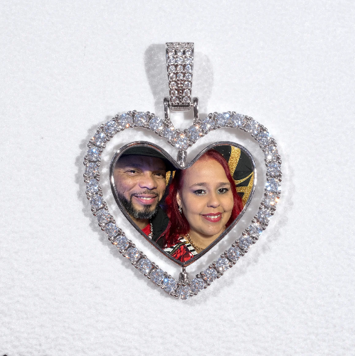 3D Spinning 2-Faced Heart Custom Picture Pendant