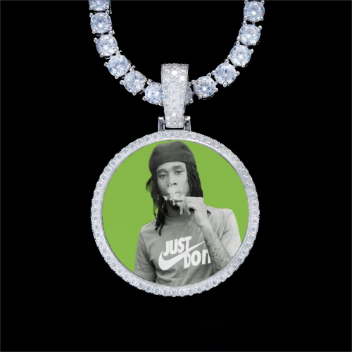 925S & VVS Moissanite 3D Circle Custom Picture Pendant