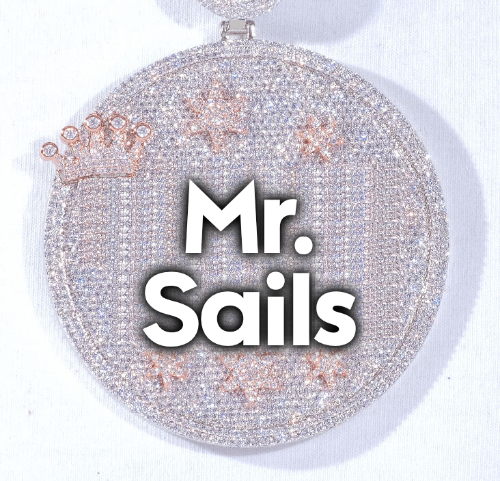 CUSTOM LETTER NECKLACE 3D BIG CROWN DISC