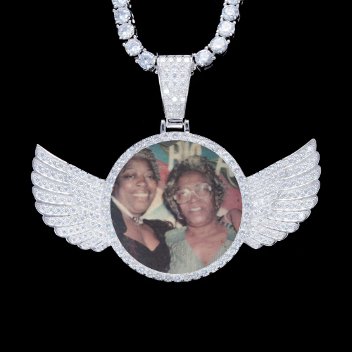 925S & VVS Moissanite 3D Wing Custom Picture Pendant