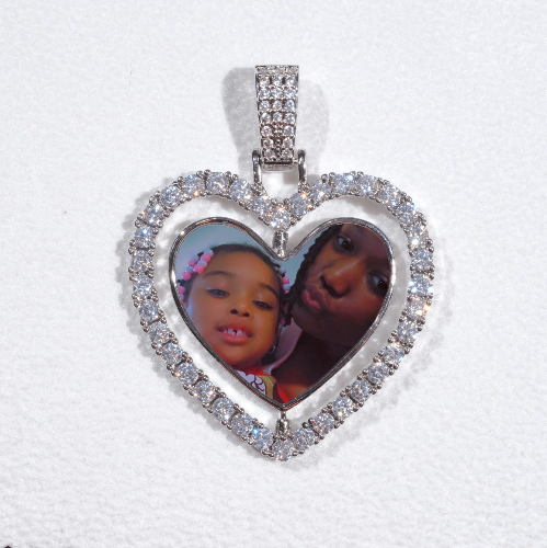 3D Spinning 2-Faced Heart Custom Picture Pendant