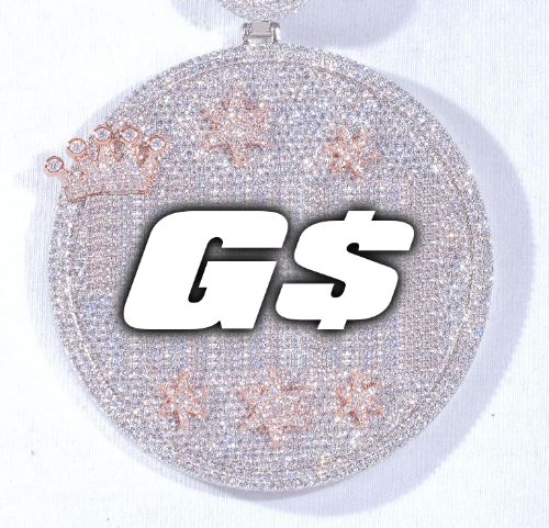 CUSTOM LETTER NECKLACE 3D BIG CROWN DISC