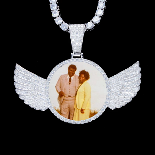 925S & VVS Moissanite 3D Wing Custom Picture Pendant