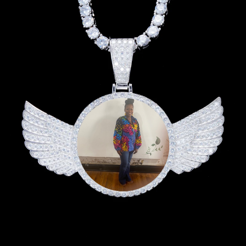 925S & VVS Moissanite 3D Wing Custom Picture Pendant