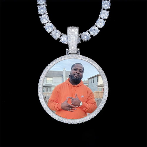 925S & VVS Moissanite 3D Circle Custom Picture Pendant