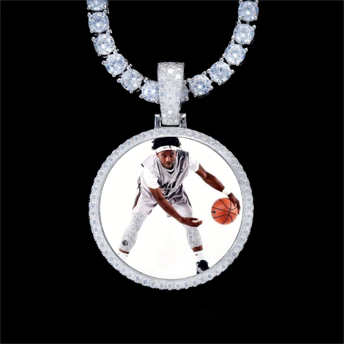 925S & VVS Moissanite 3D Circle Custom Picture Pendant