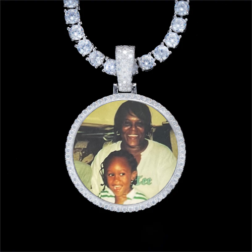 925S & VVS Moissanite 3D Circle Custom Picture Pendant