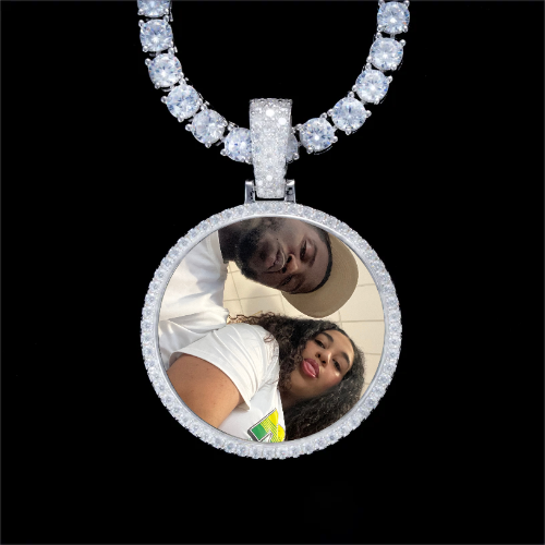 925S & VVS Moissanite 3D Circle Custom Picture Pendant