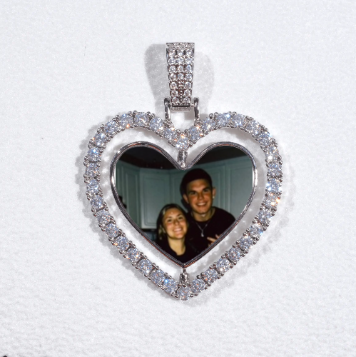 3D Spinning 2-Faced Heart Custom Picture Pendant