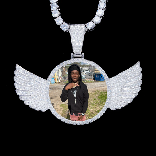 925S & VVS Moissanite 3D Wing Custom Picture Pendant